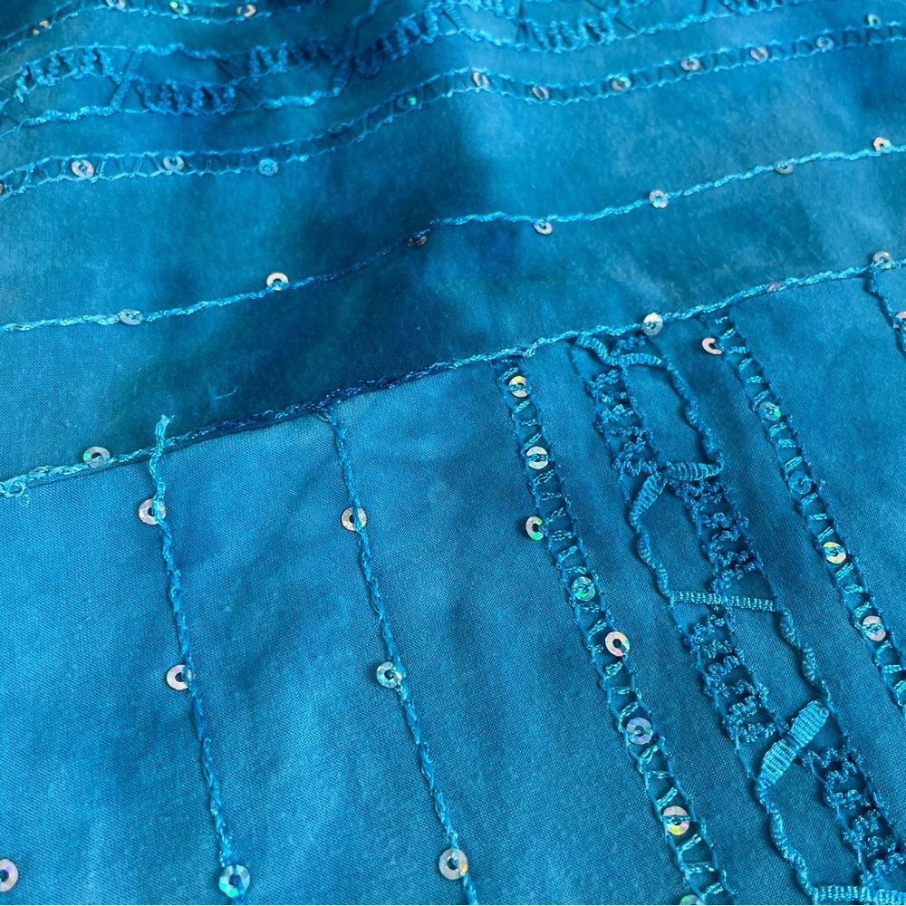 dressbarn Turquoise Tie Dye Sequins Swing Tank - Picture 7 of 8